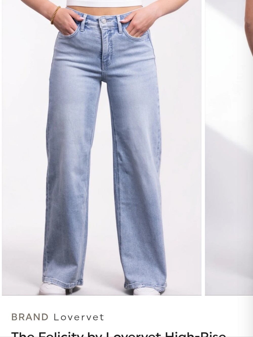 *NWT Loveret Tummy Control High-Rise Wide-Leg Jeans in Light Blue (Short)